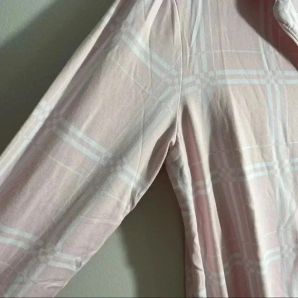 Anne Klein long sleeve notch plaid sleep shirt Pink medium - Picture 7 of 7